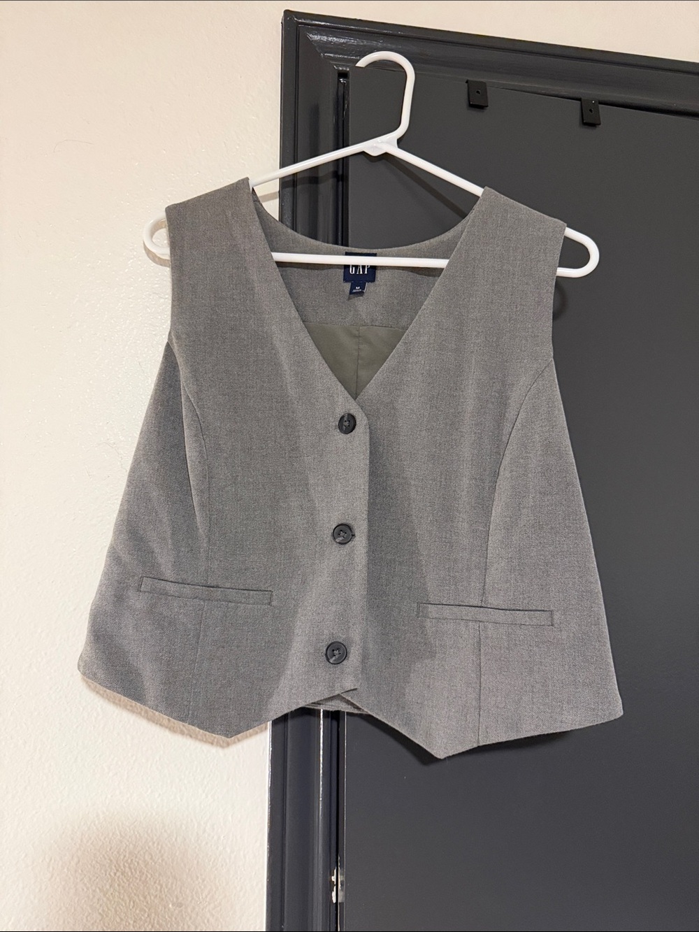 GAP Gray Tailored V-Neck Button Vest